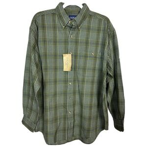 OOBE Men's green Plaid Long Sleeve cotton‎ button down shirt, sz M, NWT